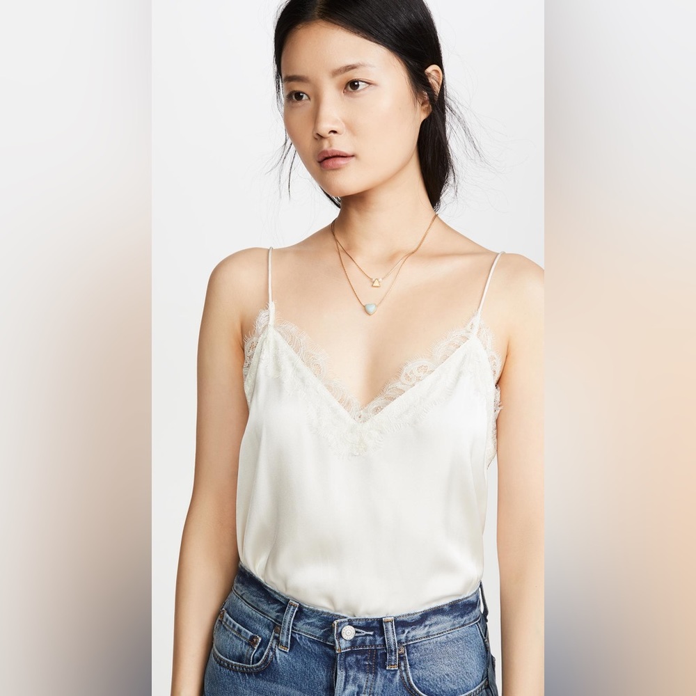 Anine Bing White Lace Silk Cami